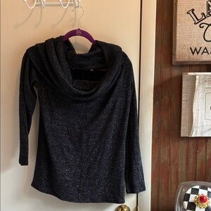 Colleen Lopez Black Sparkle Cowl Neck Sweater